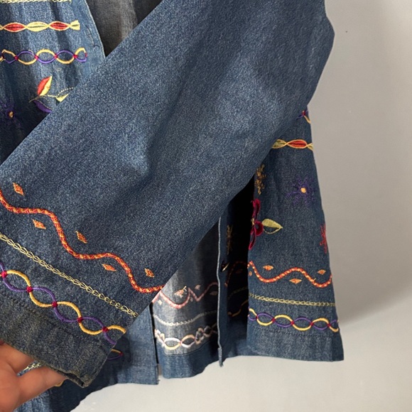 Vintage Bechamel Embroidered Denim Jacket with Floral Design XL - Picture 6 of 8